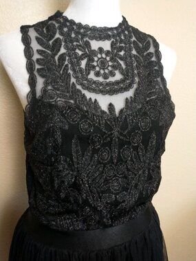 Black Lace A Line Ballerina Core Cocktail Dress Size Small